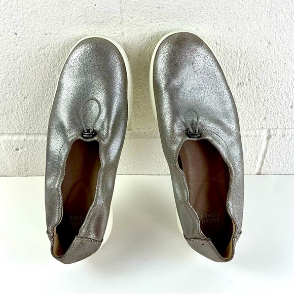 Eileen Fisher Loafers Sydney Slip-On Leather Sulver Sneakers woman Size 9 - Picture 11 of 11